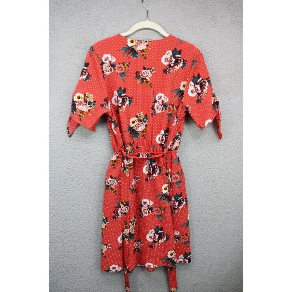 Magnolia Skye Short Tie Sleeves V-Neck Dress-Size Medium-Polka Dots-Cottagecore